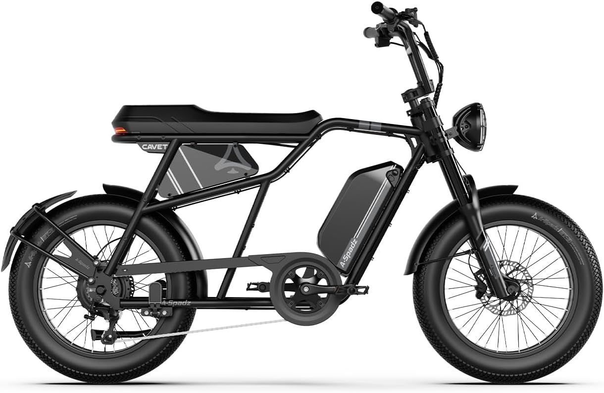 Cavet Air Fat Tire Electric Bike, 48V 250W Motor, 15.6AH Battery, 7-Speed Gears, Dual Seat, TFT Display, E-Bike for Men & Adults