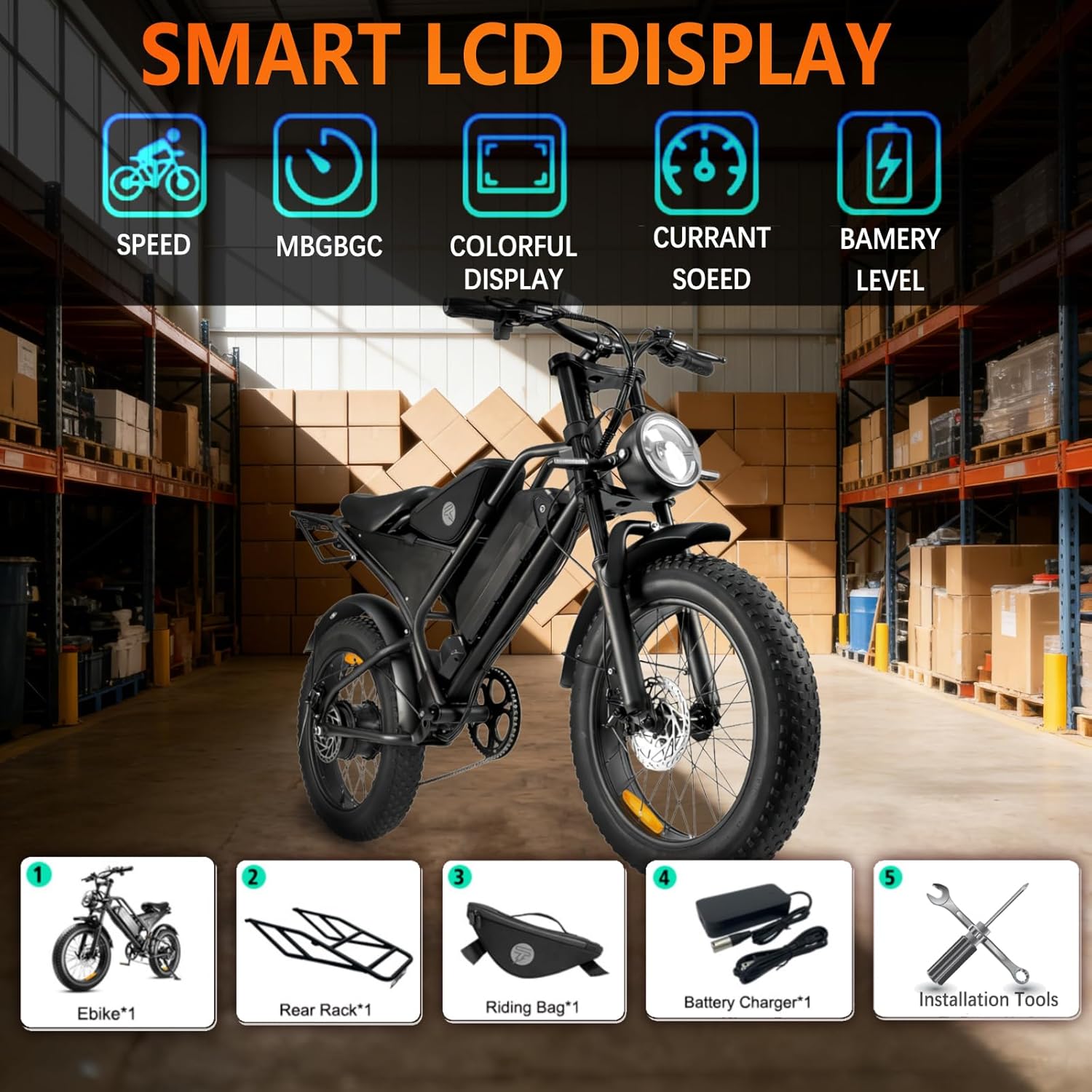Electric Bike for Adults, 48V18.2Ah Removable Battery Ebike DK401, Dual Shock Absorbers 20 Inch All-Terrain Tires Off-Road Electric Mountain Bike for Urban Commuting, Various Terrain
