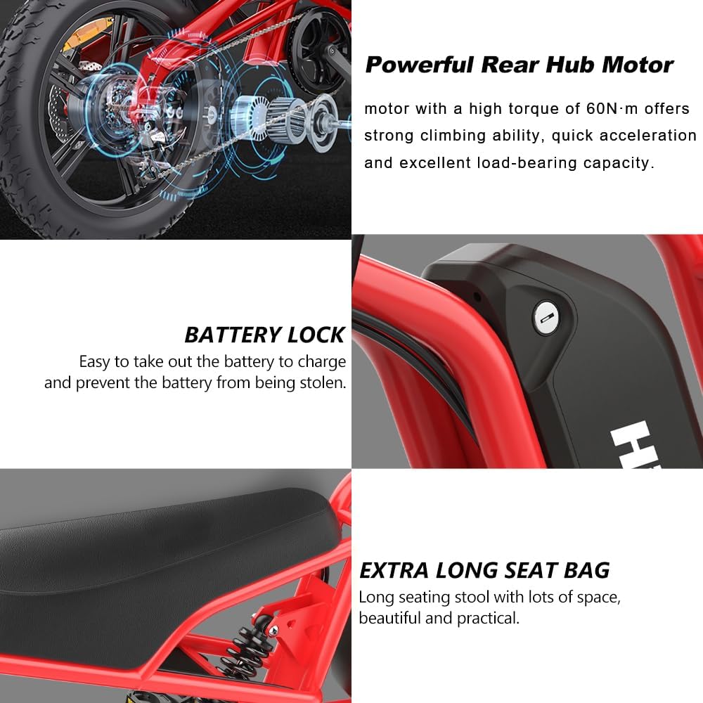 iENYRID Electric Bike for Adults, Fat Tire Hidoes B6 25KM/H Electric Bike Bicycles 15.6Ah Removable Battery E Bikes for Adults Electric Mountain Bike for Men