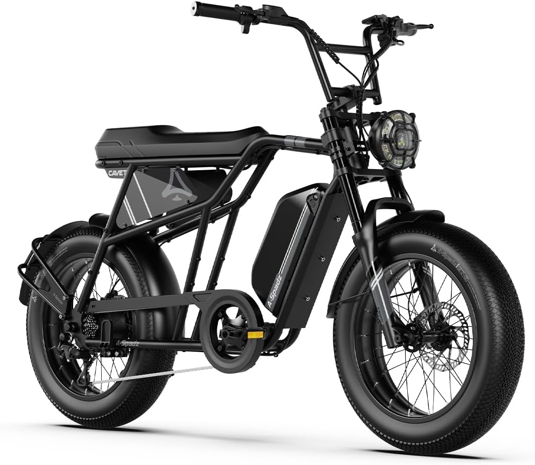 Cavet Air Fat Tire Electric Bike, 48V 250W Motor, 15.6AH Battery, 7-Speed Gears, Dual Seat, TFT Display, E-Bike for Men & Adults