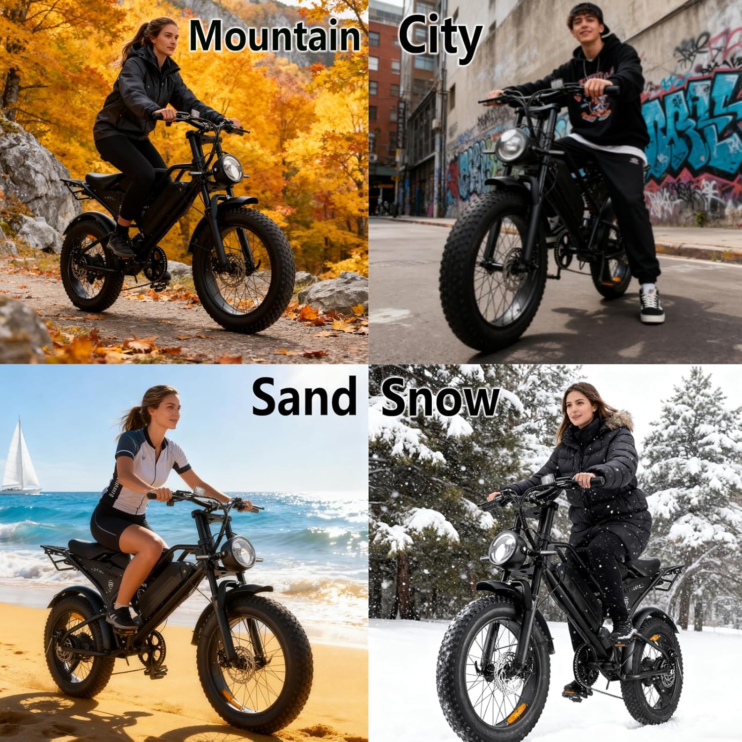 Electric Bike for Adults, 48V18.2Ah Removable Battery Ebike DK401, Dual Shock Absorbers 20 Inch All-Terrain Tires Off-Road Electric Mountain Bike for Urban Commuting, Various Terrain